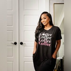 Black Coffee Graphic pajama top